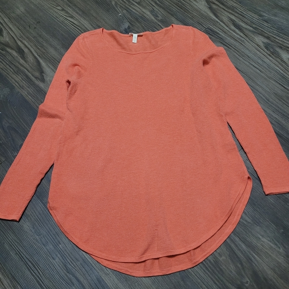 Eileen Fisher Terracotta Long Sleeve Top S Organic Cotton Cashmere Blend Knit